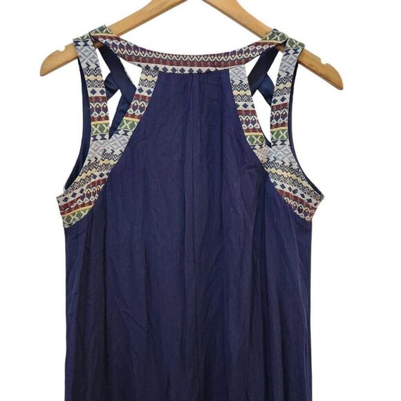 Naïf navy maxi dress cutout print Rayon flowy boho festival medium - Picture 5 of 8